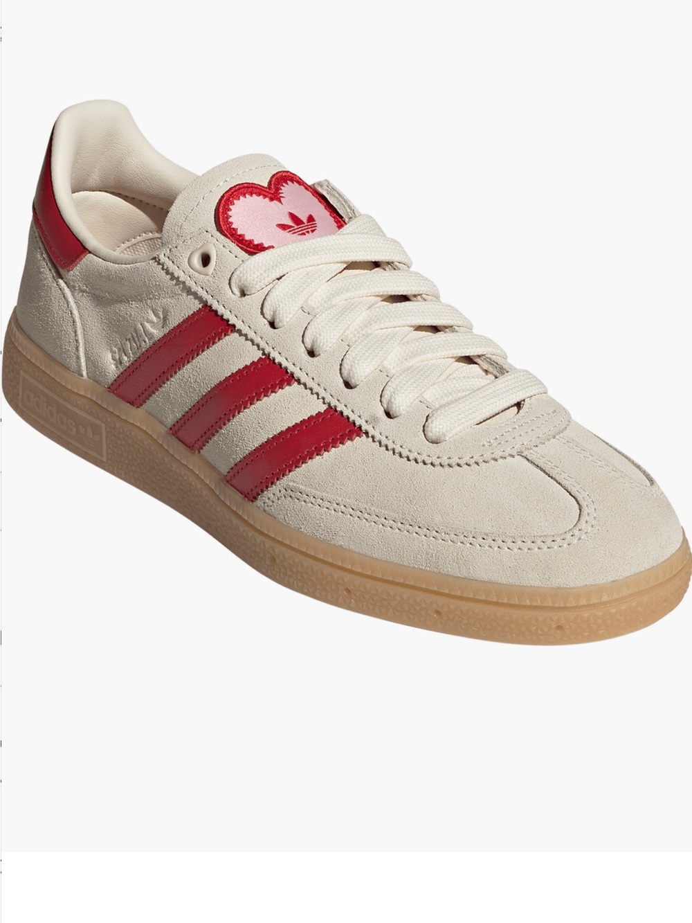 adidas Women's Cream Suede Sneakers with Red Stripes